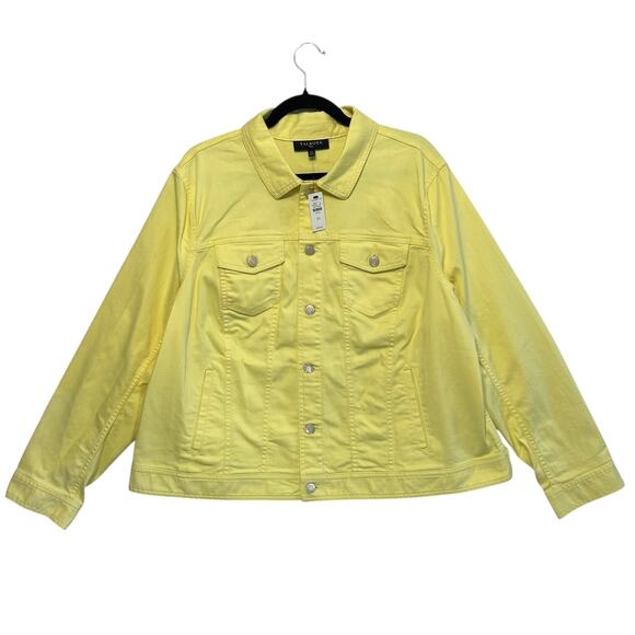 Talbots Button Front Jean Jacket NWT Women's Sz 2X Citrus Honey Yellow Bright - Picture 1 of 7